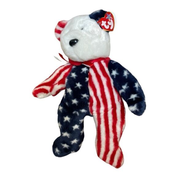 TY Beanie Buddy (1999) SPANGLE PLUSH the American Bear USA LARGE 14inch TOY SOFT - Picture 5 of 7